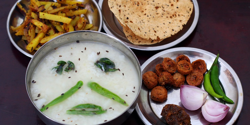 Traditional thali of Chhattisgarh, served at the restaurant and eateries nearby