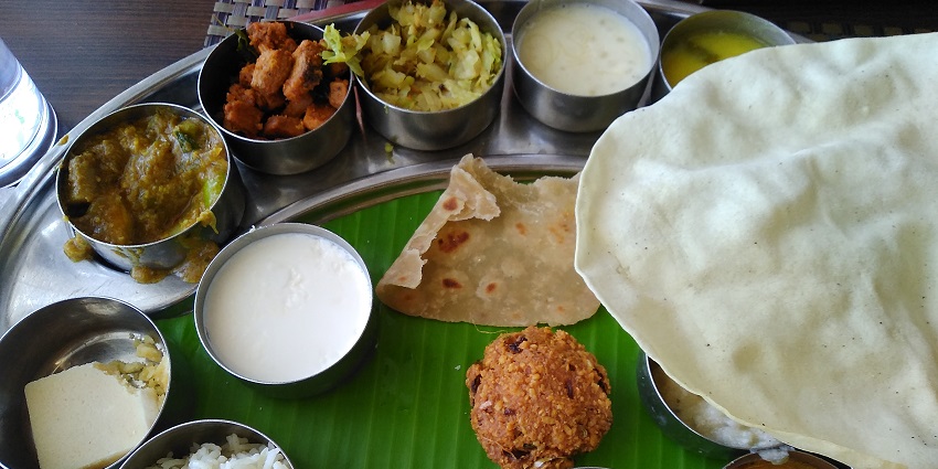 A fulfilling south Indian thali showcasing popular dishes of the region.