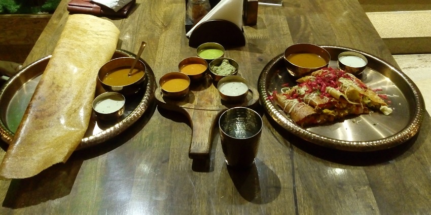 A variety of dishes served at a local restaurant near vintage car museum, Ahmedabad.