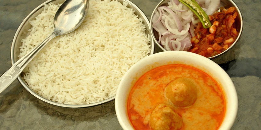 Snap of the traditional Kaddi Chawal of the Punjabi styled cuisine in the city of Amritsar