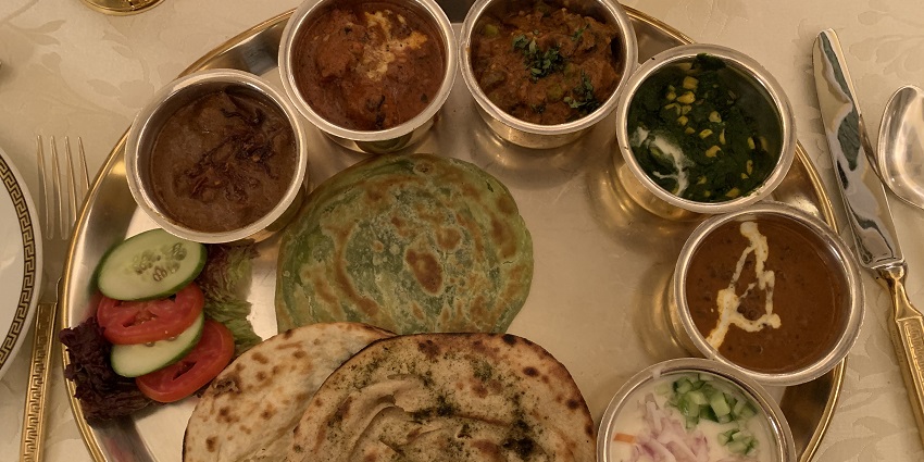 Authentic royal thali of Rajasthan served at restaurant nearby