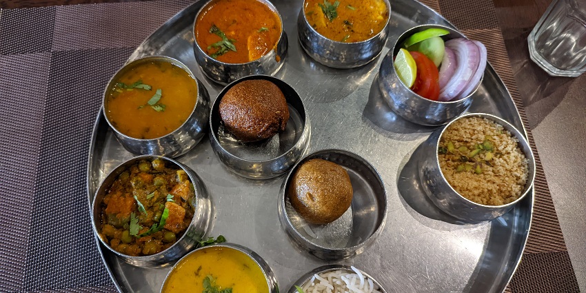 The perfect Rajasthani thali offering a variety of local dishes
