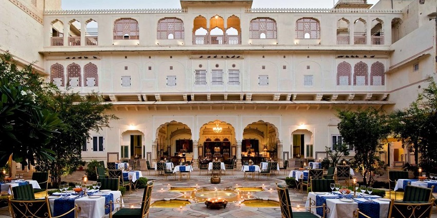 An expansive view of a majestic Haveli, popular restaurant near the Banswara fort
