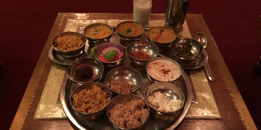 Traditional Rajasthani thali reflecting the tastes of Rajasthan.