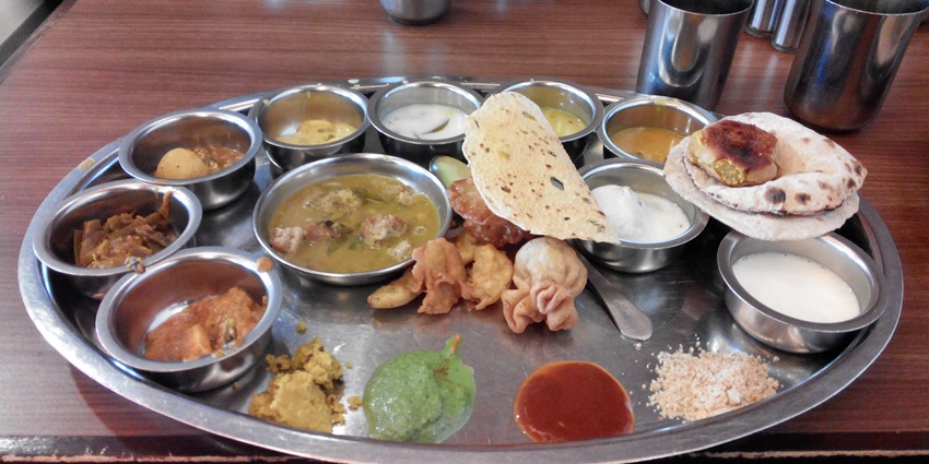 The Rajasthani platter serves traditional dishes in one of the best places near the Albert Museum.