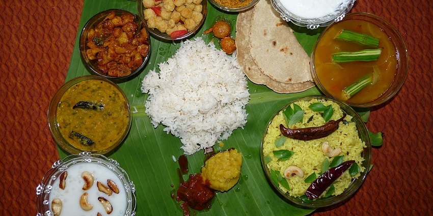 Authentic Andhra thali served at a restaurant nearby, offering the local flavours