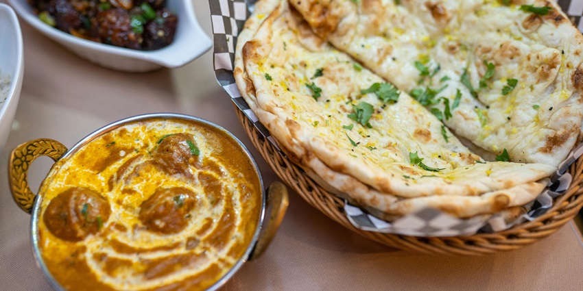 A closeup view of traditional Indian food at local eateries near Ramdevra temple.