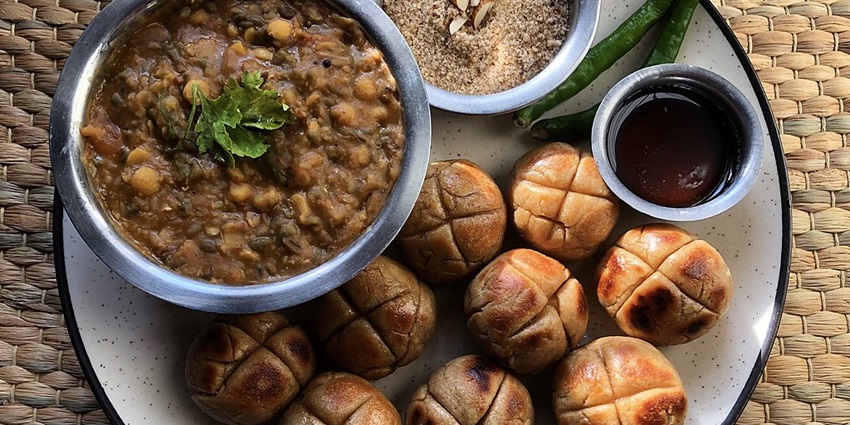 The Dal Baati Churma, a special cuisine of Rajasthan available near the sanctuary.