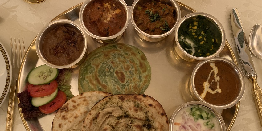 An image showing a close up look of a royal Rajasthani cuisine at a famous eatery.