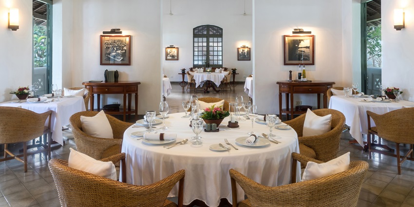 Image of a luxurious restaurant with fancy furniture and dishes located near the temple