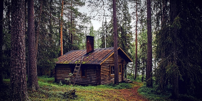An image showing a wooden hut nestled near Bandhavgarh Wildlife Sanctuary