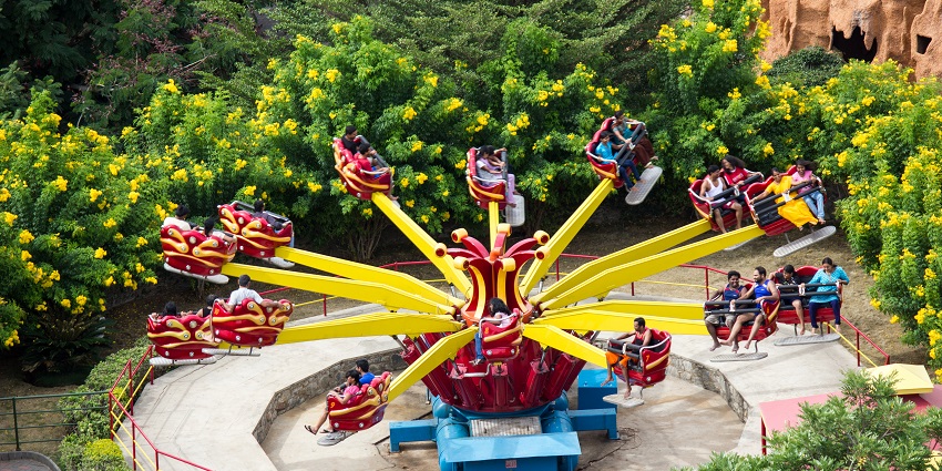 Exciting coasters and water slides at the well-known theme park in Bangalore