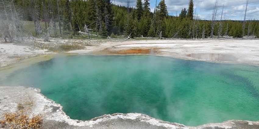 View of the steaming hot springs, a place to visit near the Yumthang valley in October for a rejuvenation