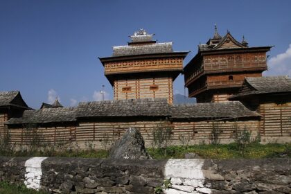 The exterior of the temple has intricate carvings and ancient architecture.