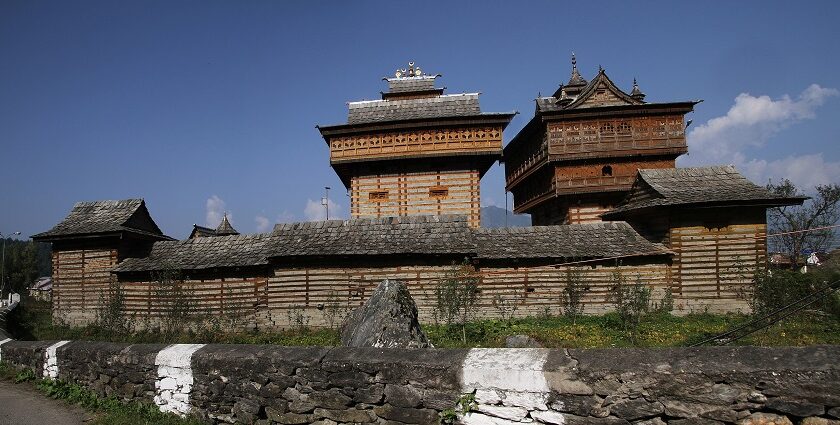 The exterior of the temple has intricate carvings and ancient architecture.