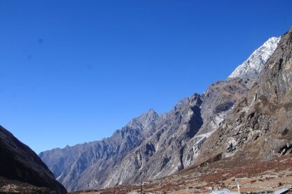 A scenic view of Langtang National Park amidst lush snow-capped valleys in Nepal