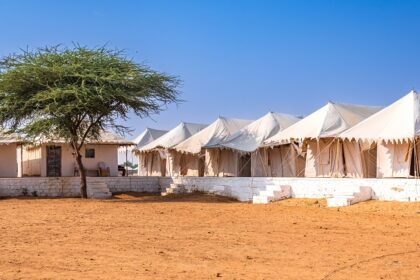 A view of Sam Sand Dunes, a site for camping in Rajasthan with a vibrant culture.