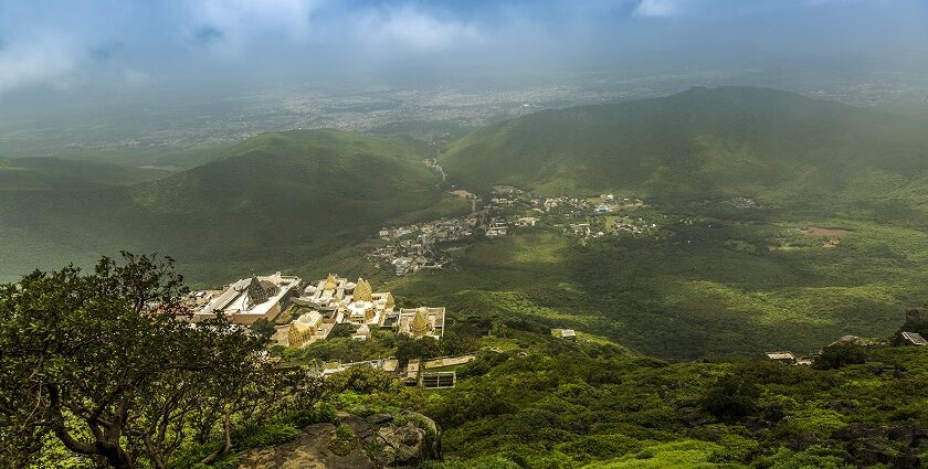 Girnar Jain Temples of 11th century seen around Girnar Wildlife Sanctuary.