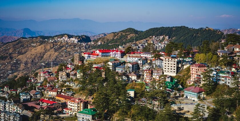 View of mountains and house on top of the hills - Shimla is one the best hill stations near Chandigarh