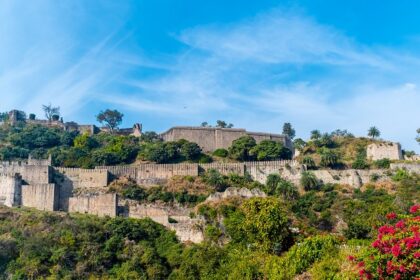 An image of spooky ruins of haunted Kangra Fort near Palampur and Dharamsala, India.