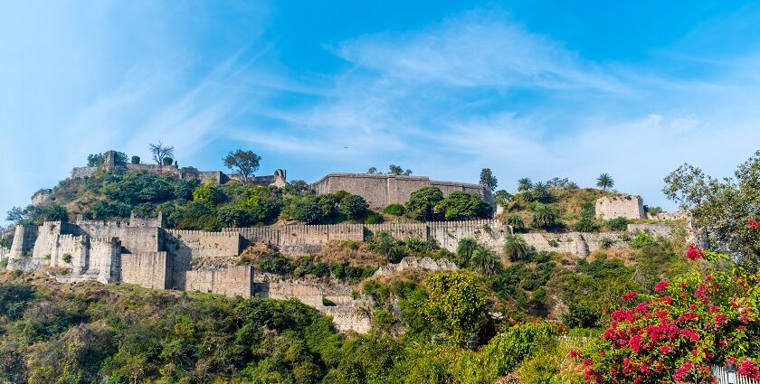 An image of spooky ruins of haunted Kangra Fort near Palampur and Dharamsala, India.