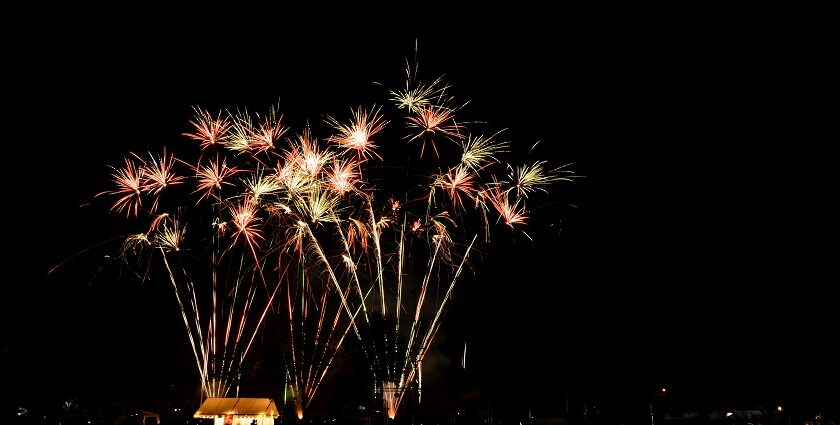 Fireworks display during New Year Party in Bhubaneswar.