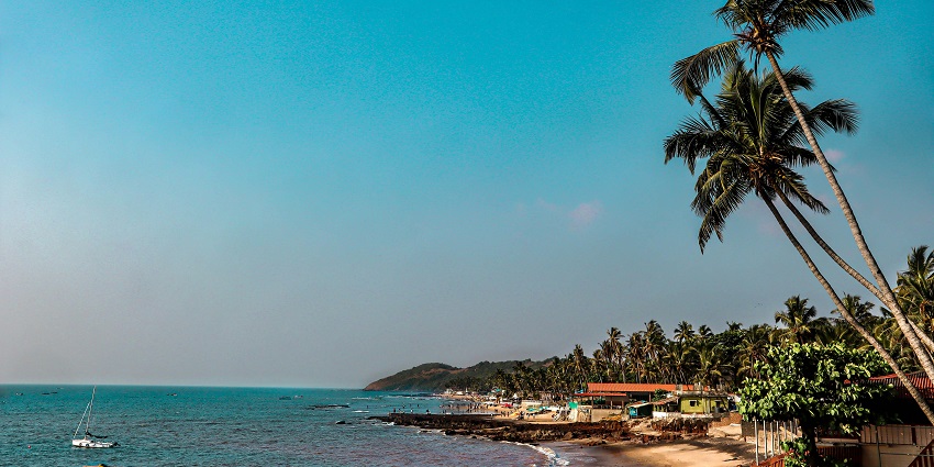 An image of Anjuna Beach which is one of the beautiful beaches in North Goa, India.