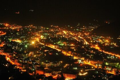 Thimphu nightlife with a night view of the city, highlighting its tranquil and picturesque charm.