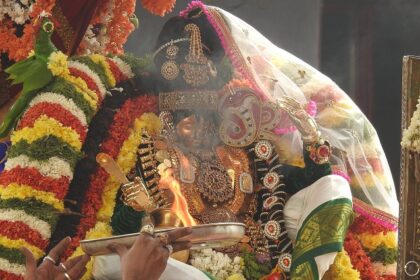 Image of beautiful Hindu Religion Annual Goddess celebration, local language called Sri Padmavathi Ammavari Brahmotsavam