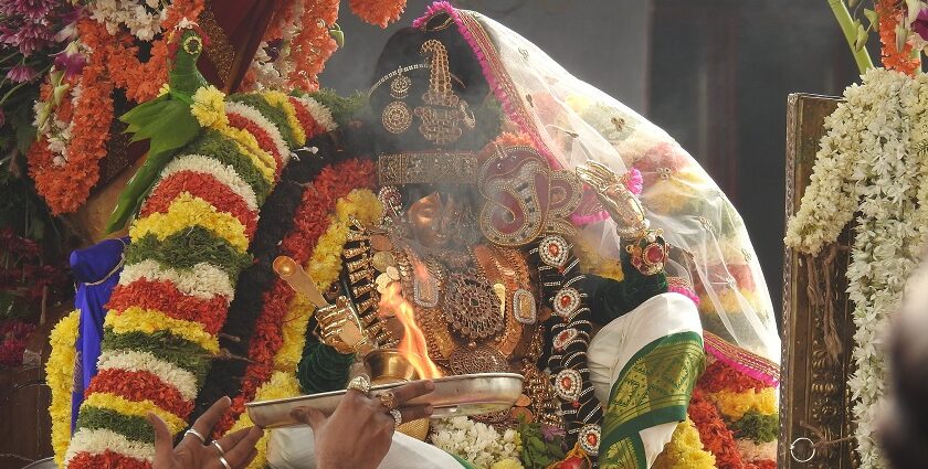 Image of beautiful Hindu Religion Annual Goddess celebration, local language called Sri Padmavathi Ammavari Brahmotsavam