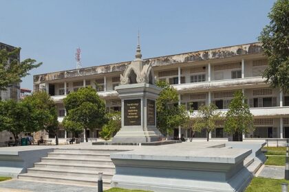 The snapshot of the garden yard of the tuol sleng genocide museum in Phnom Penh