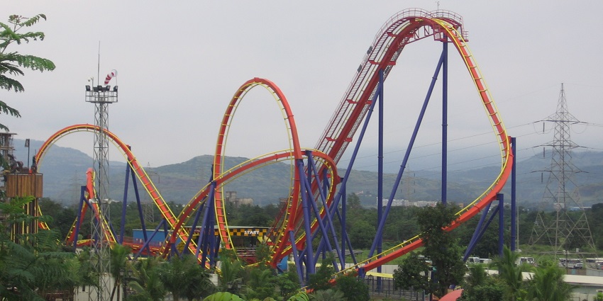 A glimpse of colourful rides at Adlabs Imagica, one of the best theme parks in Pune.
