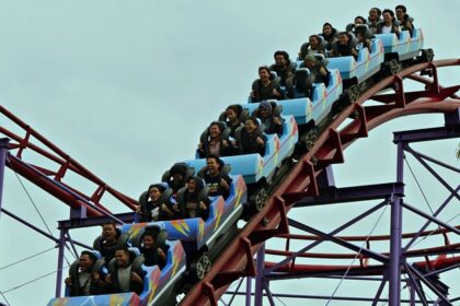 A colourful Adventure Park Pushkar, with families enjoying a fun-filled sunny day