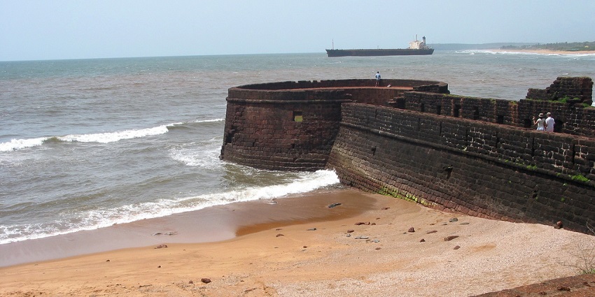 Brick walls of Aguada Fort, one of the best Goa forts to explore and spend your time.