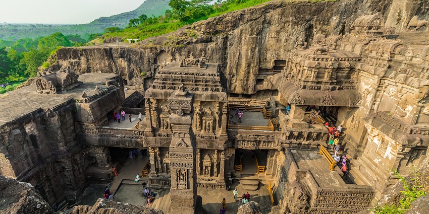 Kailasa Temple, an attraction of Ellora Caves known for its rock-cut architecture
