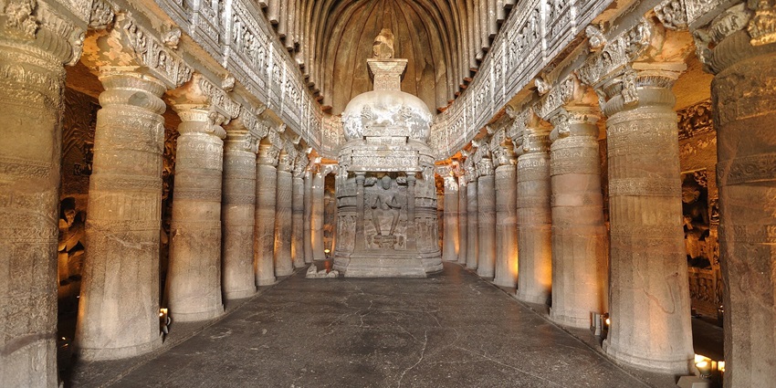 Ajanta Caves is a UNESCO World Heritage site, one of the places to visit near Aurangabad.
