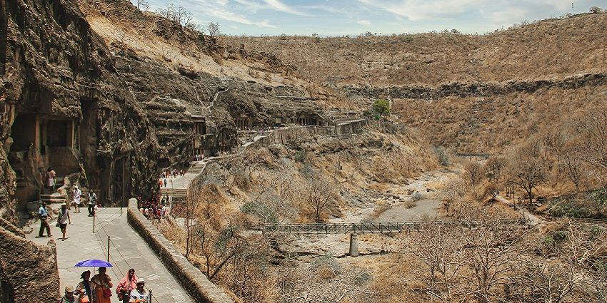 The Ajanta Caves, one of the famous places to visit near Gautala Wildlife Sanctuary.