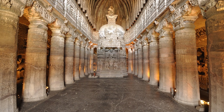 Ajanta Caves, stunning tourist attraction near Aurangabad Caves, attracting many visitors