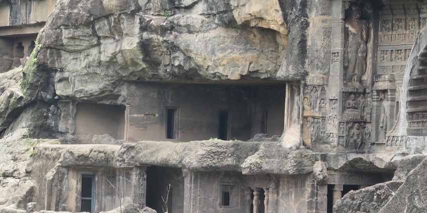 The Ajanta Caves have some of the oldest cave art and inscriptions and is one of the top places to see here