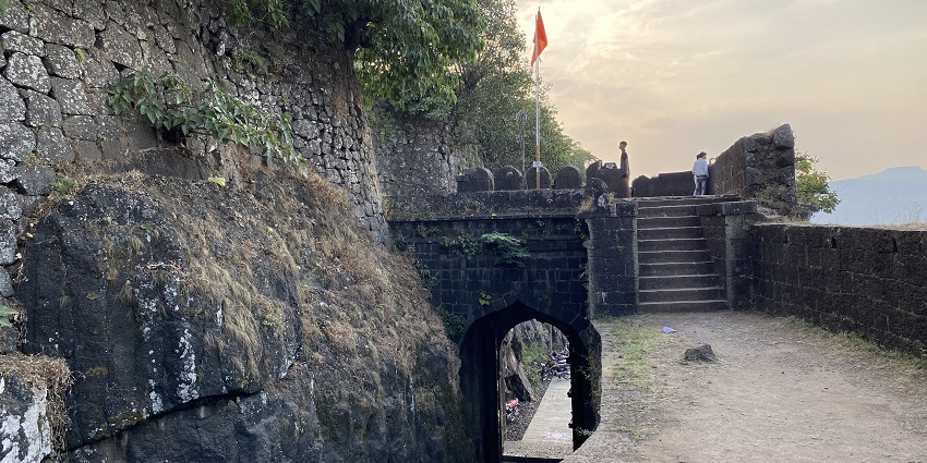Ajinkyatara Fort, a prominent tourist attraction in Maharashtra, viewed from Char Bhinti.