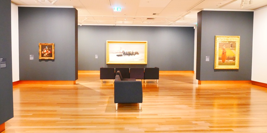 A glimpse of traditional paintings by famous artists being displayed at Akara Museum.