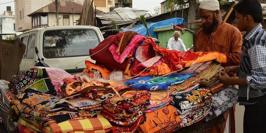 Traditional clothing and accessories are available at the Akshi Village Market.