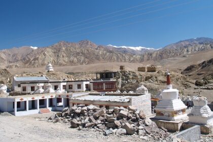 A breathtaking view of a monastery in Ladakh with mesmerising views during the daytime.