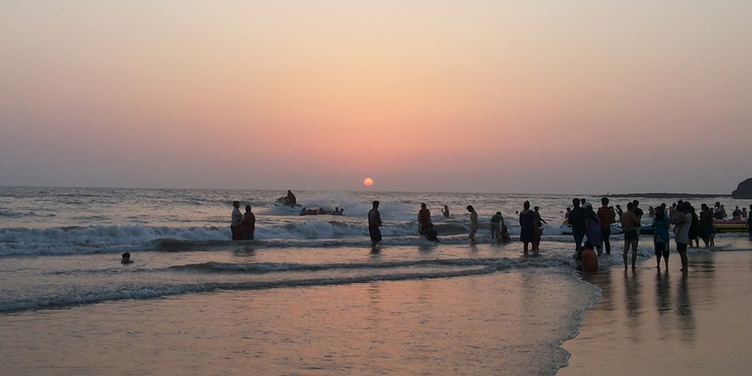 Scenic image of alibaug beach sun set view, a places to visit for couples near Mumbai