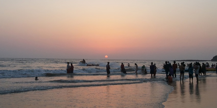 Beautiful sunset view of Alibaug Beach, a famous place near khanderi fort.
