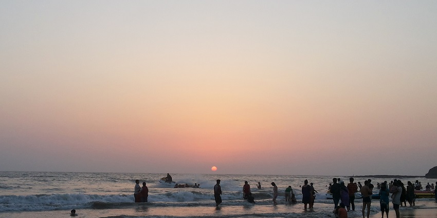 Captivating sunset over Alibaug beach, painting the sky with vibrant hues.