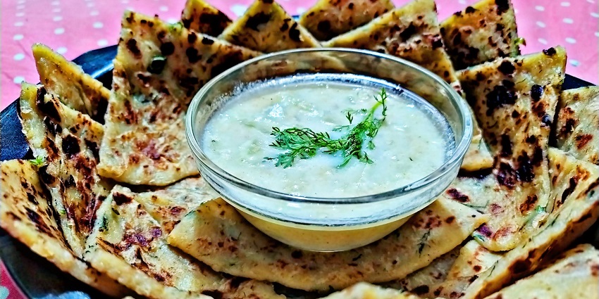 Aloo Paratha is a traditional dish with a touch of modernity, twist of flavours and sauces.