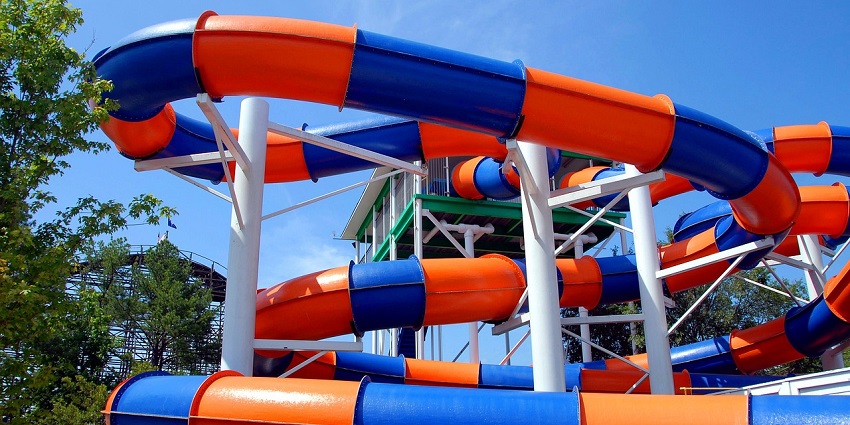 Ammu Water Park & Resort is a vibrant water park with a large, twisting water slide for entertainment.