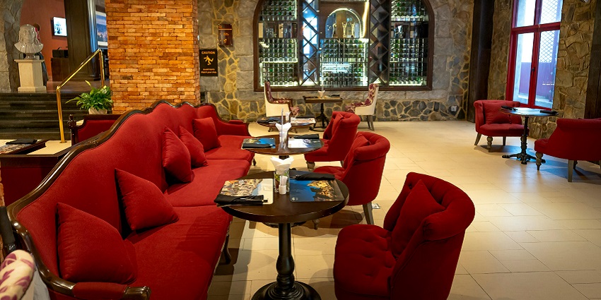 View inside the luxurious interior of the restaurant