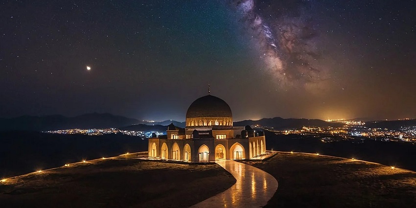 A picture of a mosque in Lakshadweep taken during nighttime